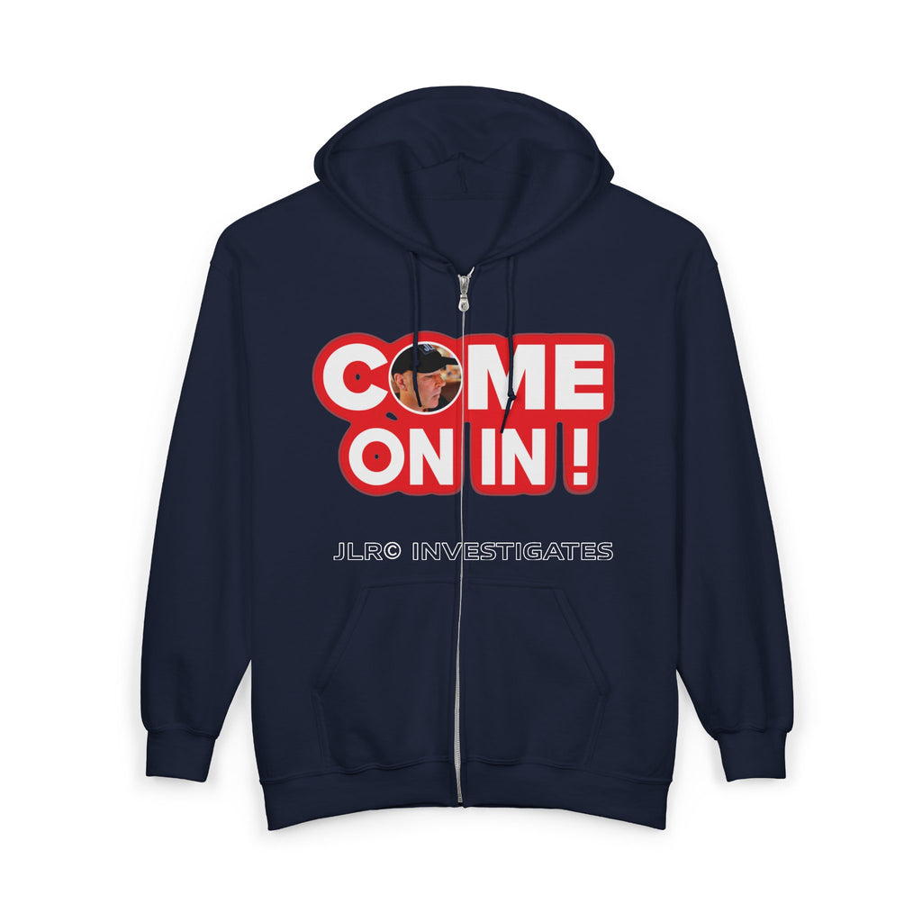 Come On In! Full-Zip Hoodie — JLR© Investigates Graphic Zip-Up