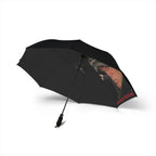 Investigator Portrait Foldable Umbrella — 'Investigates' Printed Compact Rain Umbrella