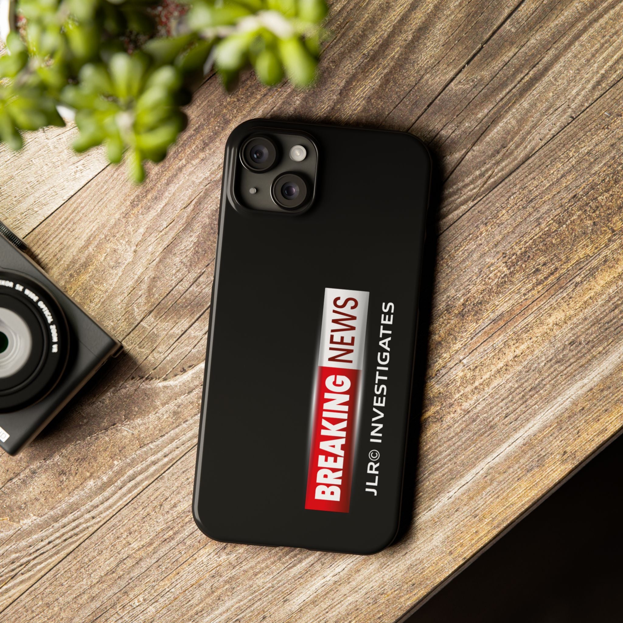 Slim Phone Case — "Breaking News" JLR© Investigates Graphic