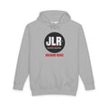 Grey JLR© Investigates Breaking News! hoodie with a black circular logo and red Breaking News! banner, displayed front-facing on a white background.