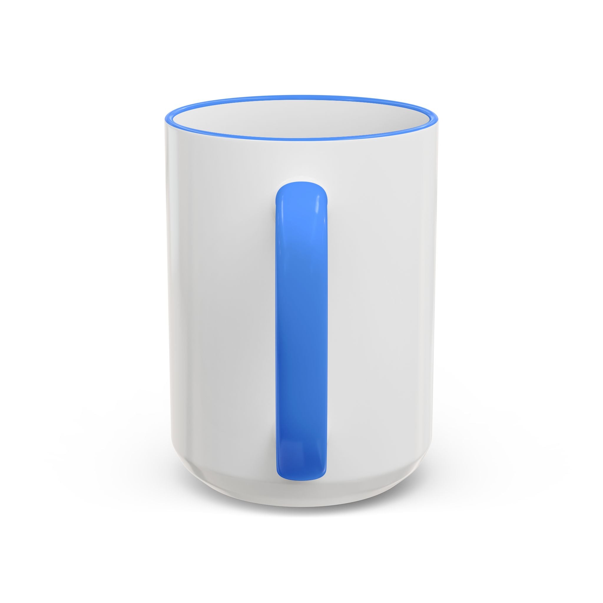 Whackadoodle Wednesday 15oz white ceramic coffee mug with blue rim and handle and bold graphic print — JLR Investigates