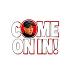 Come On In! sticker featuring bold red and white text with JLR© logo graphic