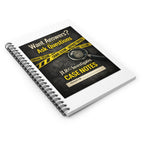 Notebook with a crime scene theme and text on a white background