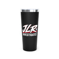 Black 22 oz JLR© Bold Logo Insulated Tumbler, front view showing the JLR© Investigates logo.