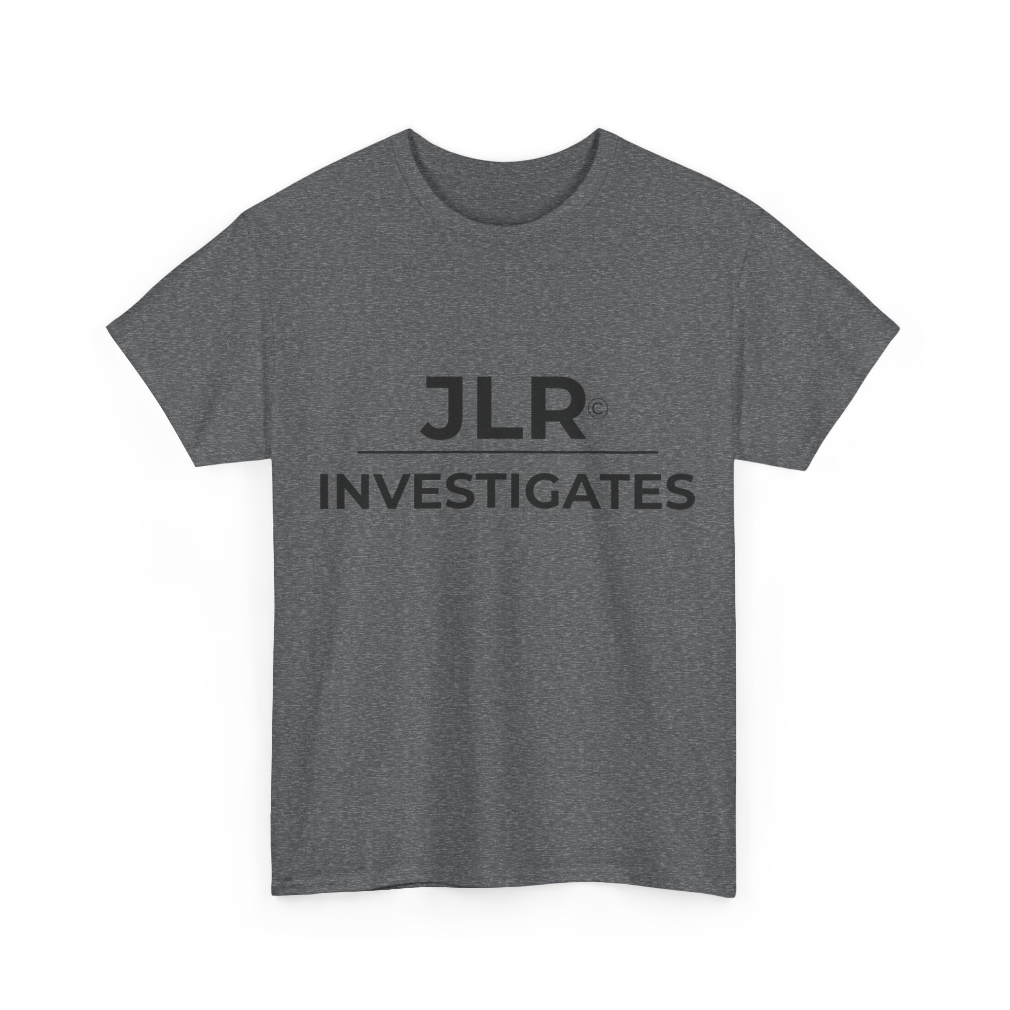 JLR Investigates Simple grey graphic t-shirt — JLR Investigates unisex clean logo tee