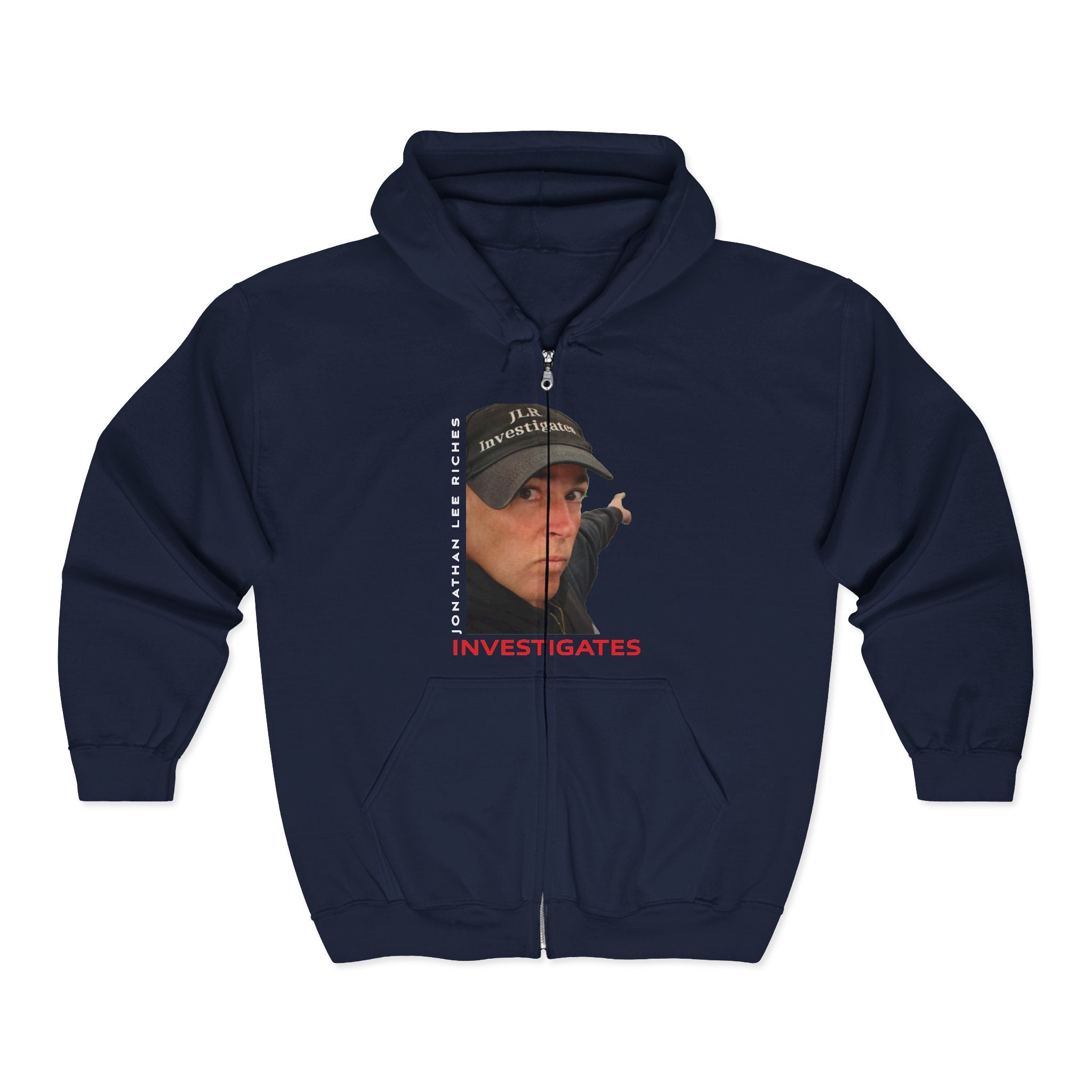 Jonathan Lee Riches Investigates Portrait Zip Hoodie – "Investigate It" Graphic Full-Zip Sweatshirt