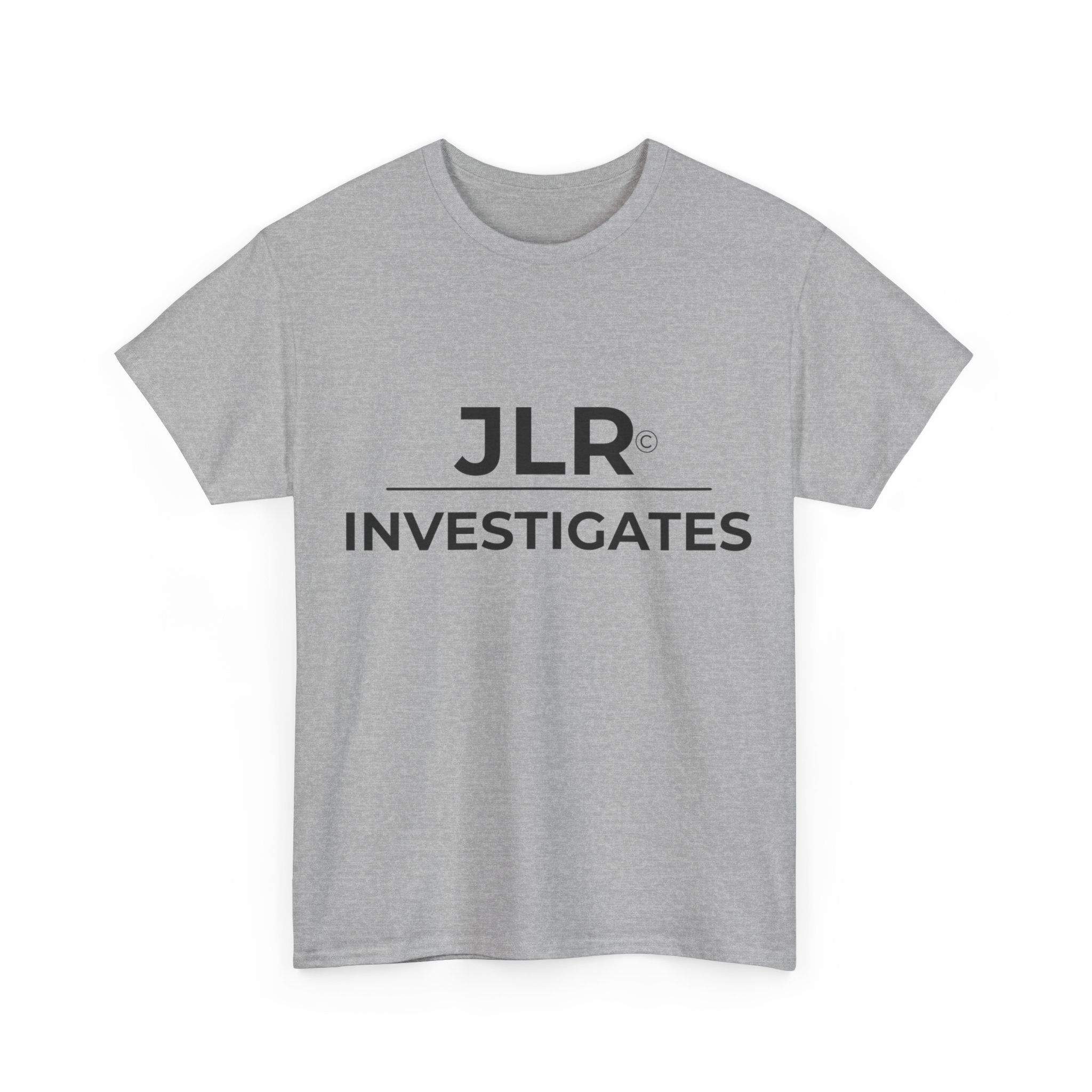 JLR Investigates Simple light grey graphic t-shirt — JLR Investigates unisex clean logo tee