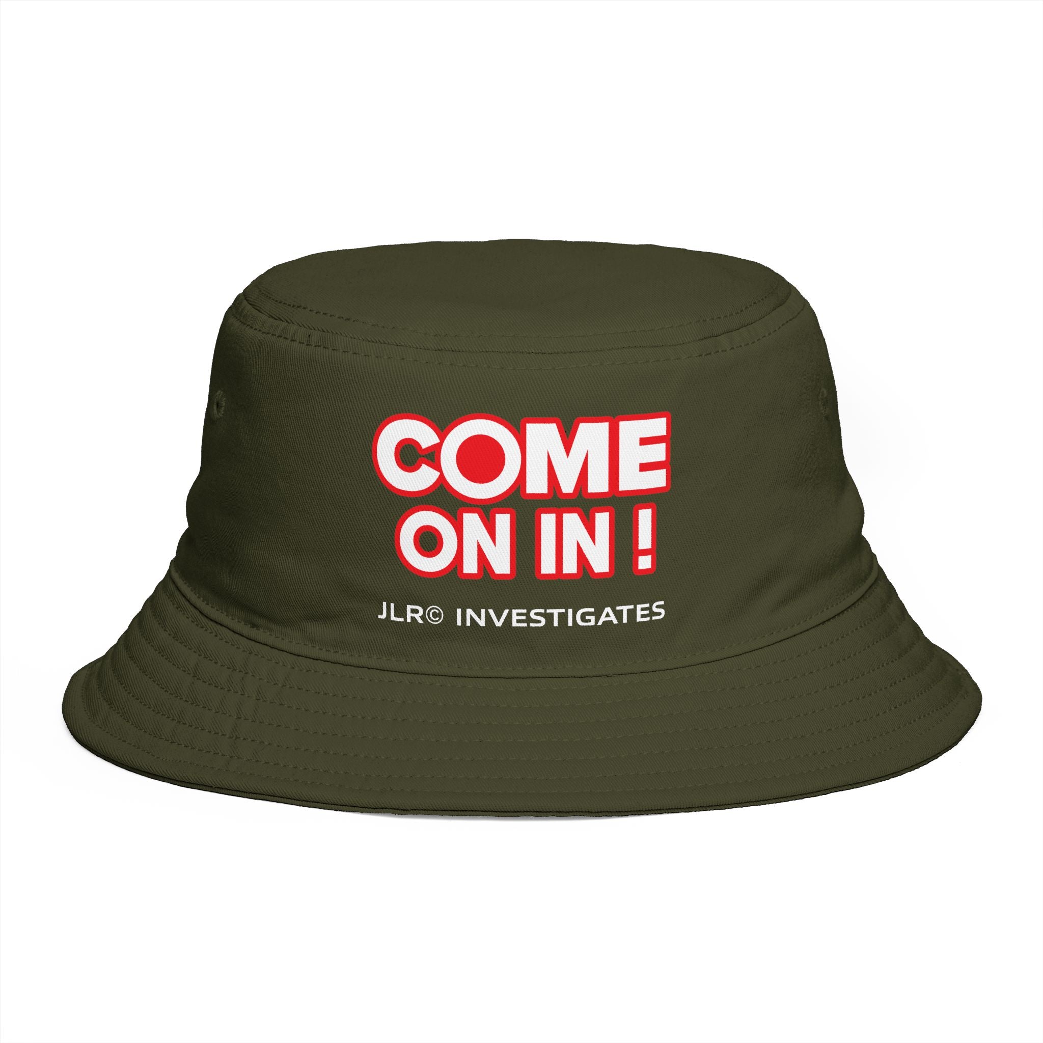 Bucket Hat — "COME ON IN! JLR© Investigates" Retro Investigative Logo