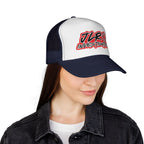 Trucker Cap — "JLR© Investigates" Retro Mesh Hat (Red, White & Blue)