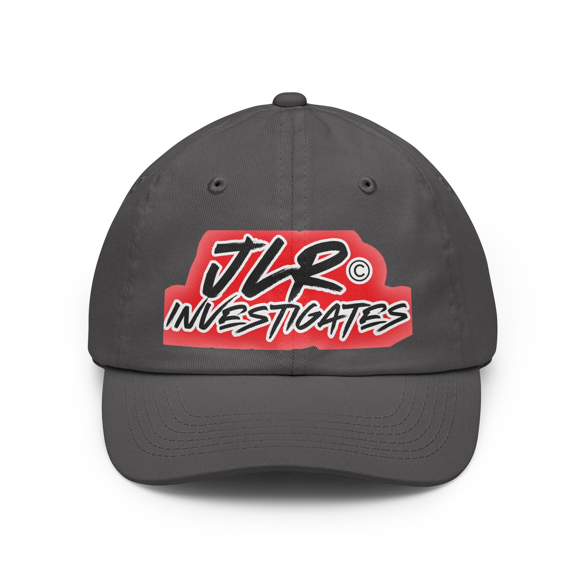 JLR© Investigates dad cap in olive with bold graphic logo print
