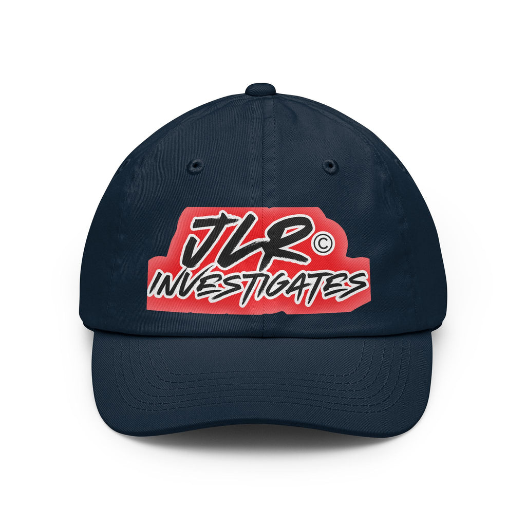 JLR© Investigates dad cap in navy with bold graphic logo print