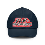 JLR© Investigates dad cap in navy with bold graphic logo print