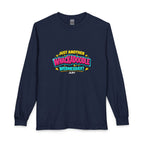 Whackadoodle Wednesday long sleeve graphic shirt in navy blue — JLR Investigates unisex cotton tee