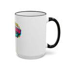 Whackadoodle Wednesday 15oz white ceramic coffee mug with black rim and handle and bold graphic print — JLR Investigates