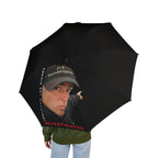 Investigator Portrait Foldable Umbrella — 'Investigates' Printed Compact Rain Umbrella