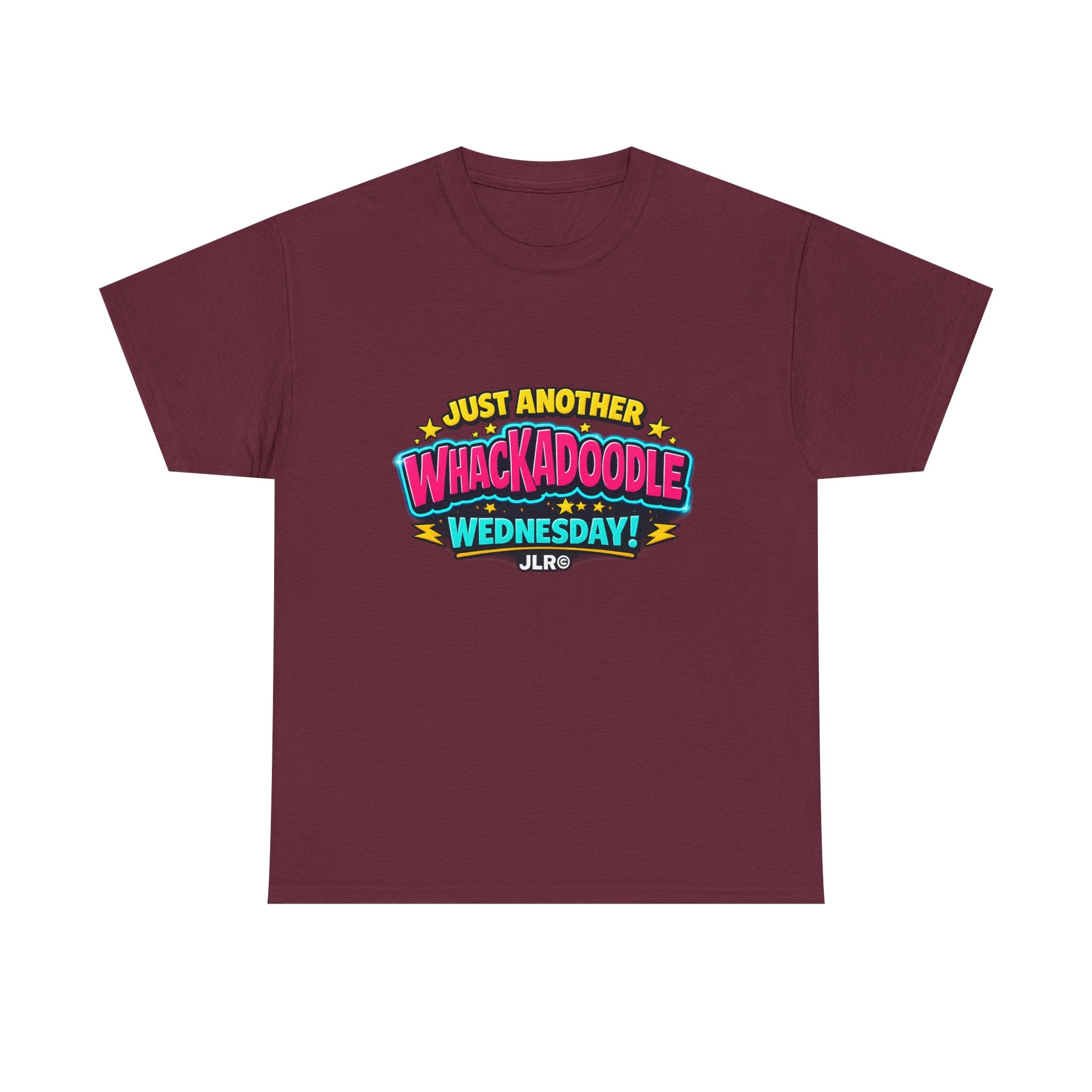 Maroon Whackadoodle Wednesday graphic t-shirt — JLR Investigates unisex bold retro tee