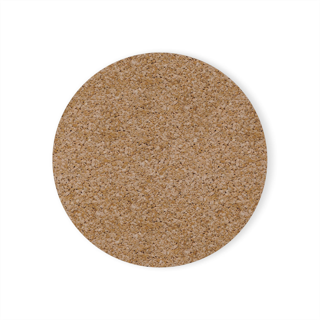 Round cork coaster on a white background