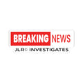 Breaking News JLR© Investigates kiss-cut sticker with bold red and white design on white background
