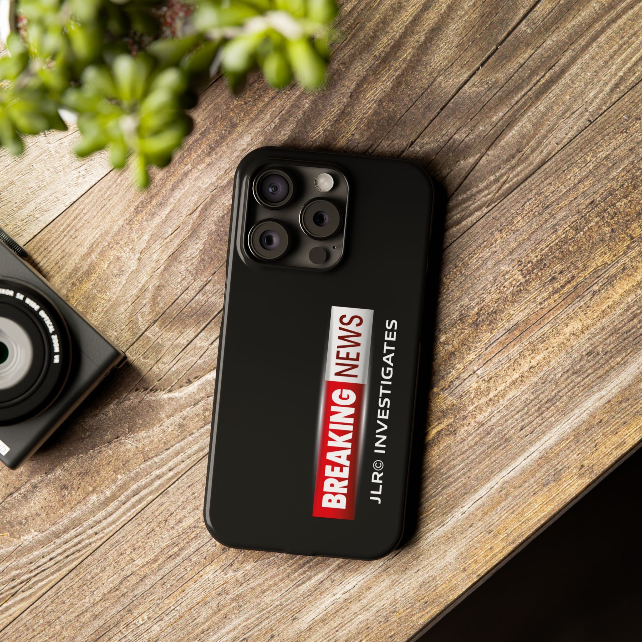 Slim Phone Case — "Breaking News" JLR© Investigates Graphic