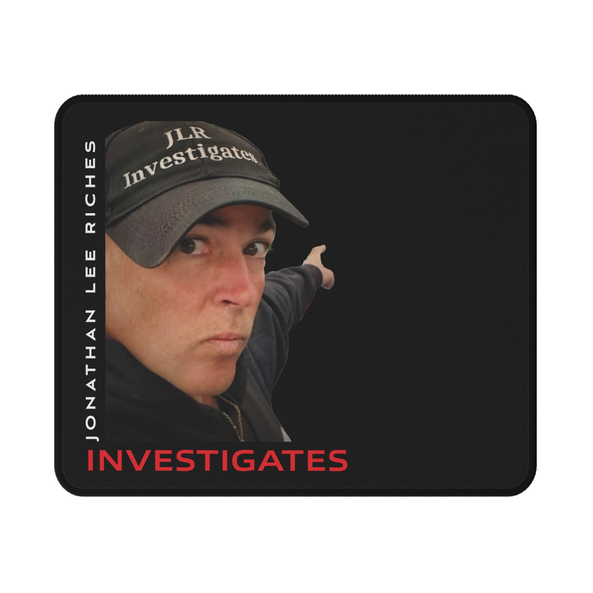 Investigates Gaming Mouse Pad — Jonathan Lee Riches Branded Non-Slip Desk Mat
