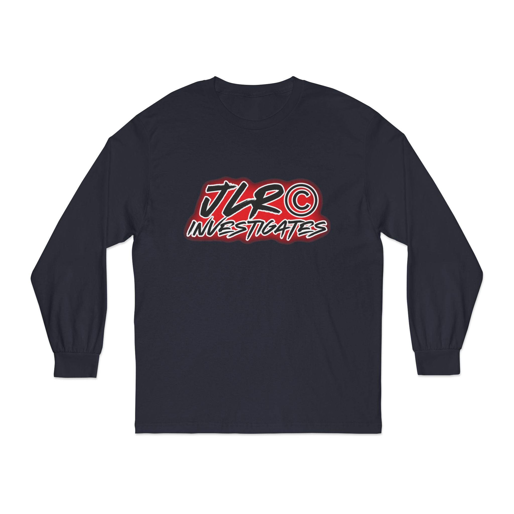 JLR© Investigates Long Sleeve T-Shirt — Graphic Logo Tee for Fans & Creators