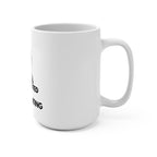 Side view of the Caffeinated & Investigating Coffee Mug showing clean white ceramic exterior and handle — 15oz size