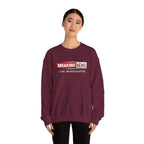 Breaking News Crewneck Sweatshirt — "JLR© Investigates" Bold Graphic