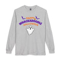 Whackadoodle Halloween Long Sleeve T-Shirt in Sport Grey — front view with Happy Halloween ghost graphic