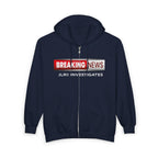 Breaking News Zip Hoodie — "Breaking News: JLR© Investigates" Full‑Zip Sweatshirt