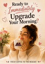 Ready to Immediately Upgrade Your Morning — woman smiling peacefully and holding a coffee cup, JLR Investigates Boots on the Grounds lifestyle image
