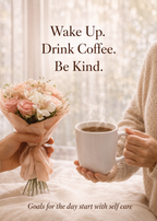 Wake Up, Drink Coffee, Be Kind — close-up of hands holding a white coffee cup, JLR Investigates Boots on the Grounds lifestyle image