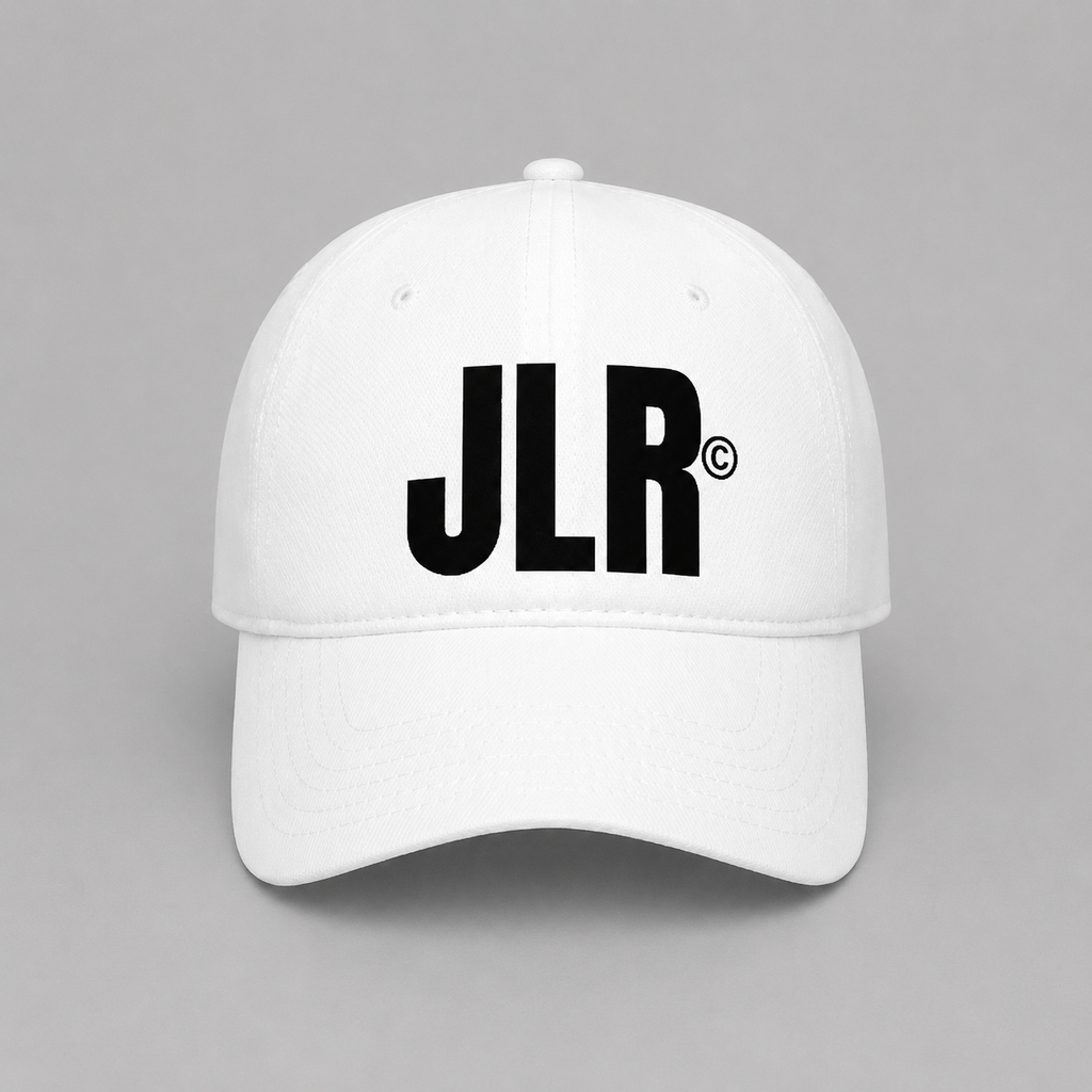 JLR© Initials baseball cap — white low profile dad hat — JLR Investigates