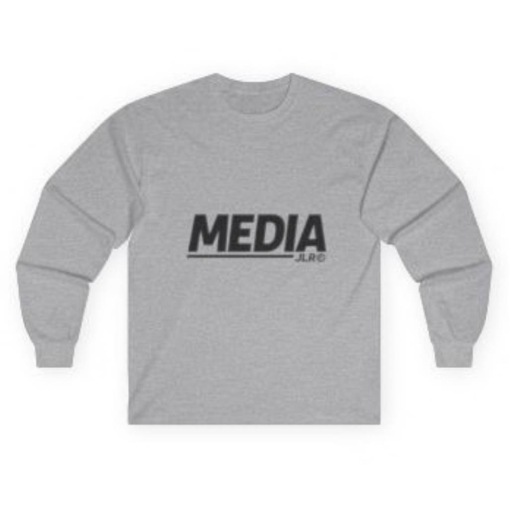 JLR© Investigates MEDIA Long Sleeve T-Shirt in Sport Grey — front view