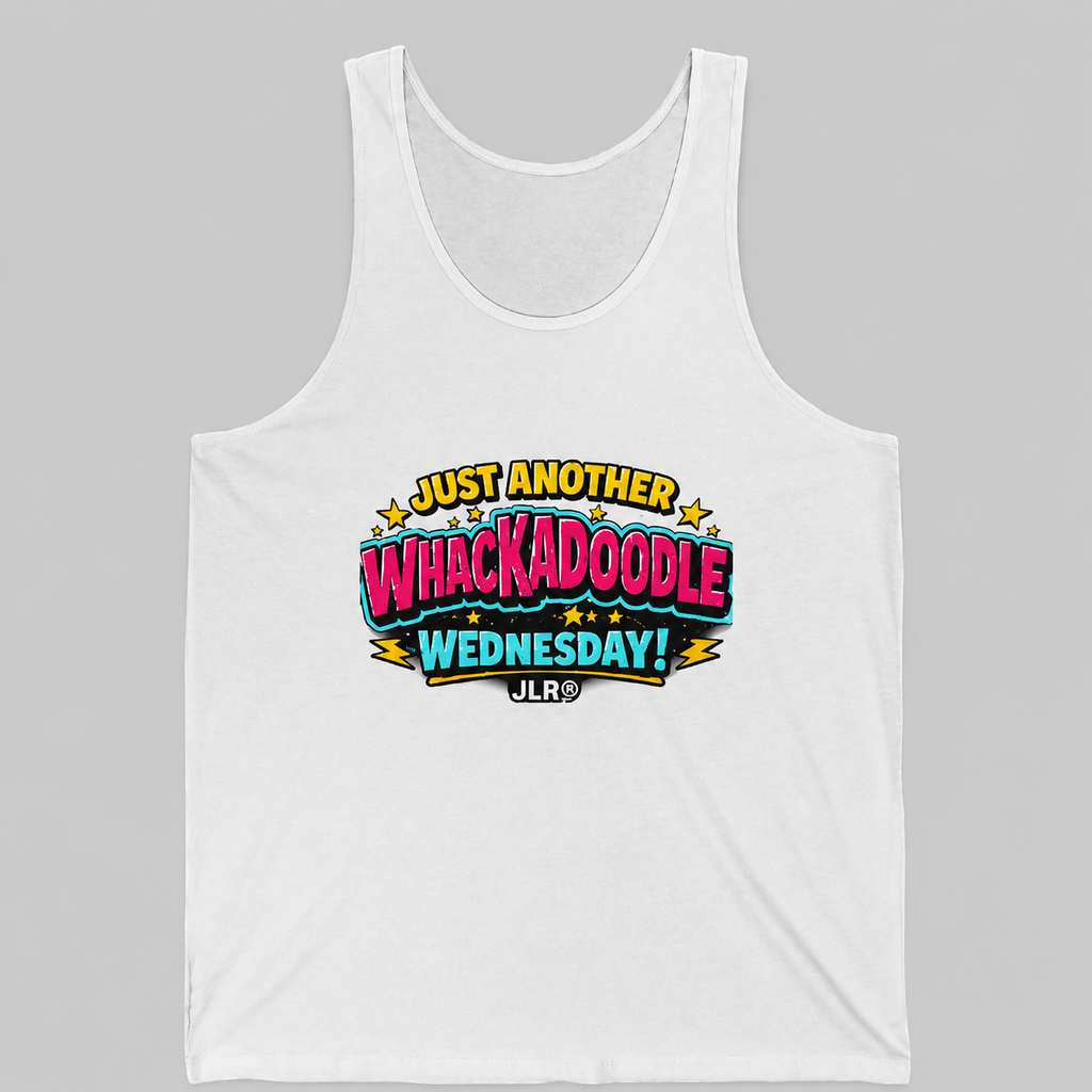 Whackadoodle Wednesday Tank Top in White – JLR Investigates graphic tank