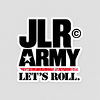 JLR© Army “LET’S ROLL.” vinyl sticker on a light grey background, available in 3 × 3, 4 × 4, and 6 × 6 inches