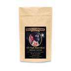 Boots on the Grounds OJ's Night Watch Blend coffee — ground bag, dark roast, Boots on the Grounds branded packaging