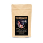 Boots on the Grounds OJ's Nightwatch Blend coffee — whole bean bag, medium-dark roast, Boots on the Grounds branded packaging