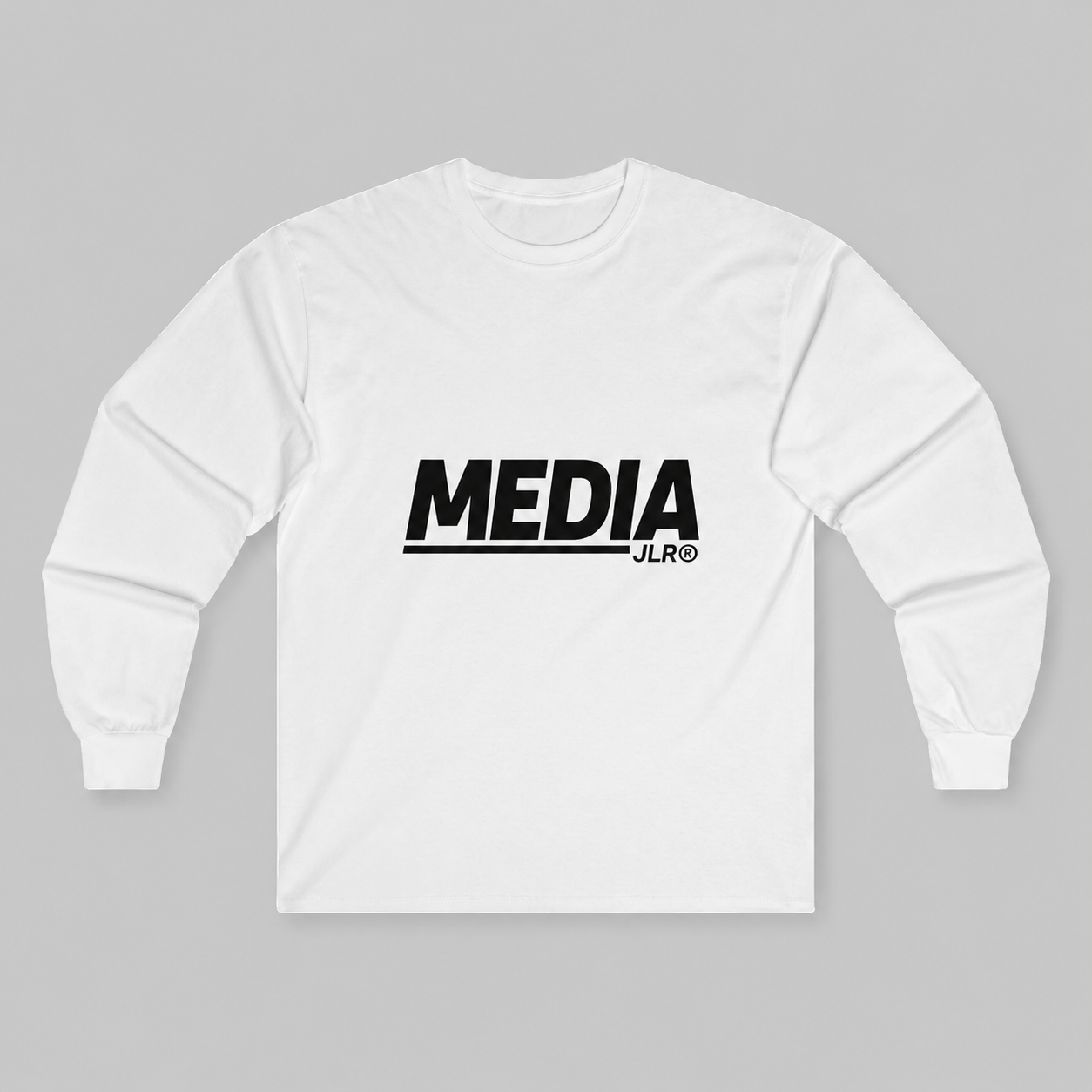 JLR© Investigates MEDIA Long Sleeve T-Shirt in White — front view